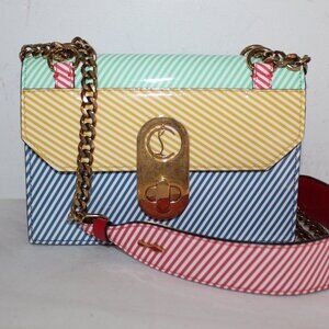 CHRISTIAN LOUBOUTIN Elisa Shoulder Bag Baguette Multicolor Striped